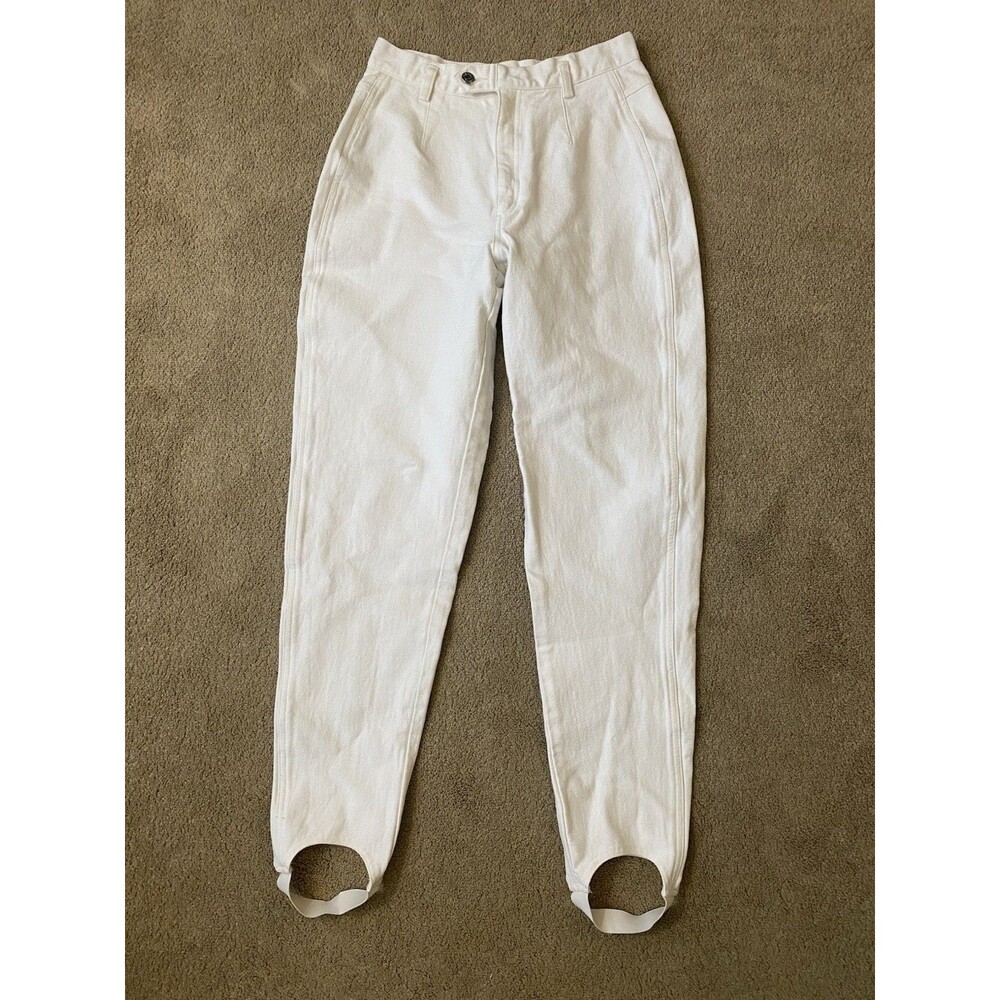 Liz Wear Vintage 80's Stirrup High Rise Stretch Cream Color Denim Size 12